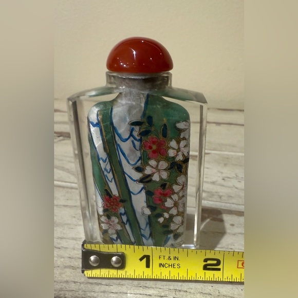 Vintage Chinese Snuff Bottle Reverse-Painted Floral - Picture 8 of 8
